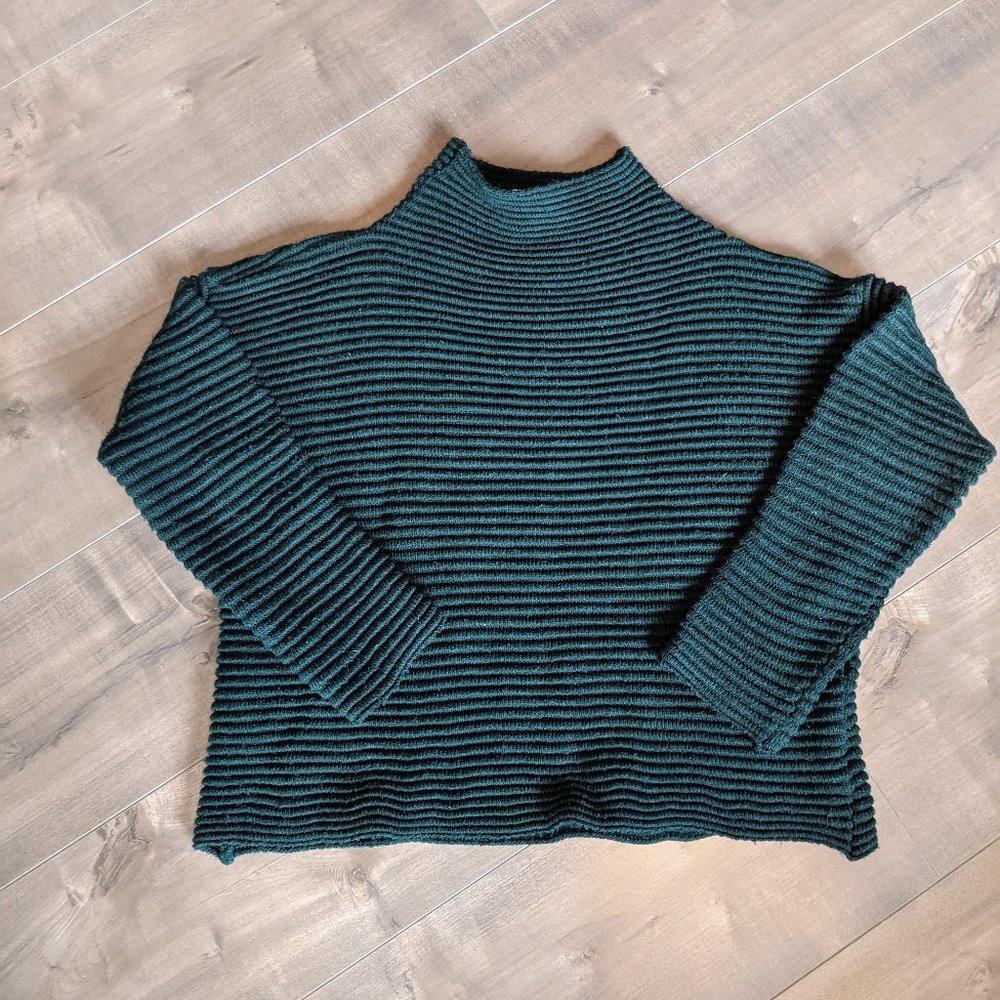 Twik Forest Green Mock Neck Wool & Alpaca Sweater